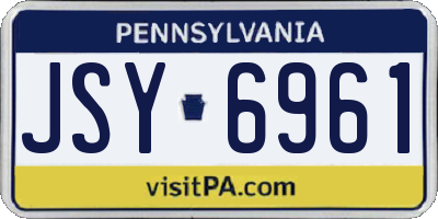 PA license plate JSY6961