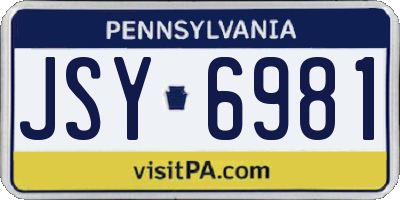 PA license plate JSY6981