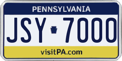 PA license plate JSY7000
