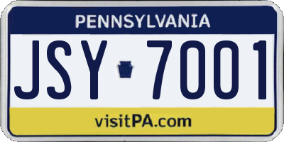 PA license plate JSY7001