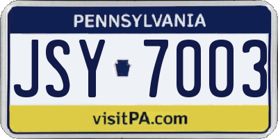 PA license plate JSY7003