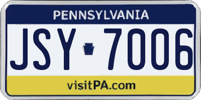 PA license plate JSY7006
