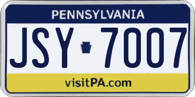 PA license plate JSY7007