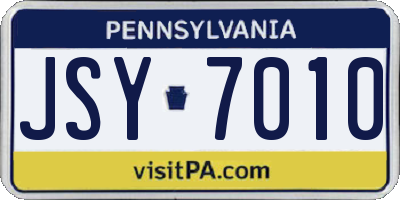 PA license plate JSY7010