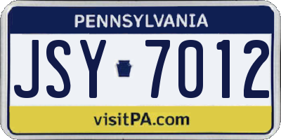 PA license plate JSY7012