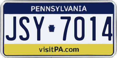 PA license plate JSY7014