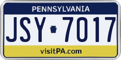 PA license plate JSY7017