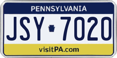 PA license plate JSY7020