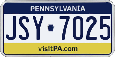 PA license plate JSY7025
