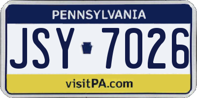 PA license plate JSY7026