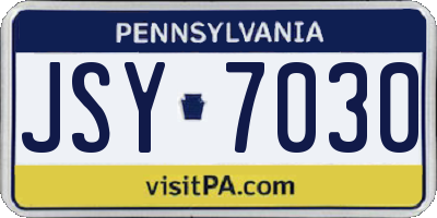 PA license plate JSY7030