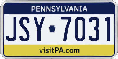 PA license plate JSY7031