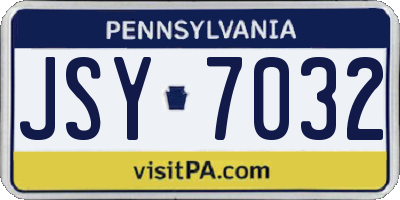 PA license plate JSY7032