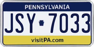 PA license plate JSY7033