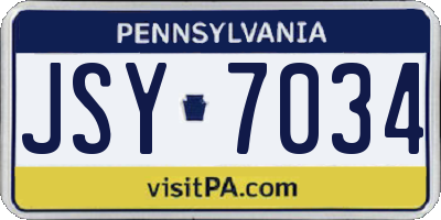PA license plate JSY7034