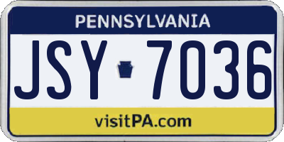 PA license plate JSY7036