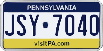 PA license plate JSY7040