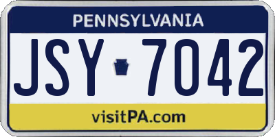 PA license plate JSY7042