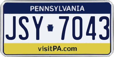 PA license plate JSY7043
