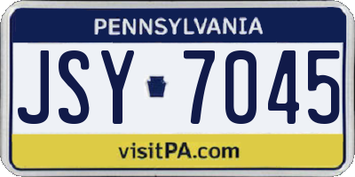 PA license plate JSY7045