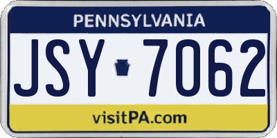 PA license plate JSY7062
