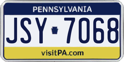 PA license plate JSY7068