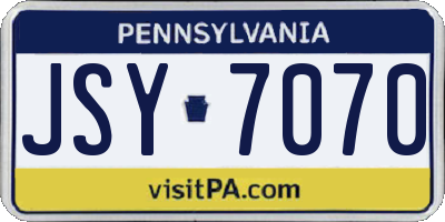 PA license plate JSY7070