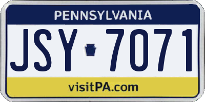 PA license plate JSY7071