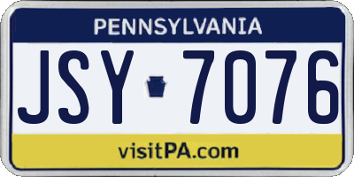 PA license plate JSY7076