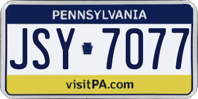 PA license plate JSY7077