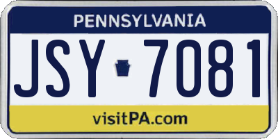 PA license plate JSY7081