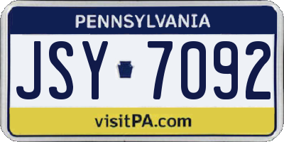 PA license plate JSY7092