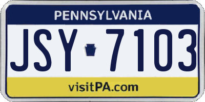 PA license plate JSY7103