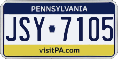 PA license plate JSY7105