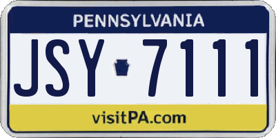 PA license plate JSY7111
