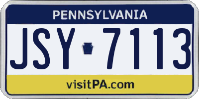 PA license plate JSY7113