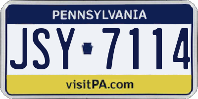 PA license plate JSY7114