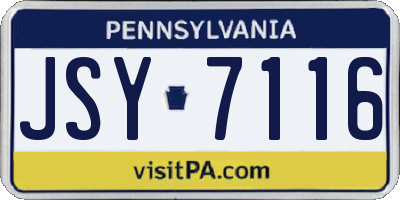 PA license plate JSY7116