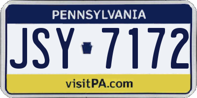 PA license plate JSY7172