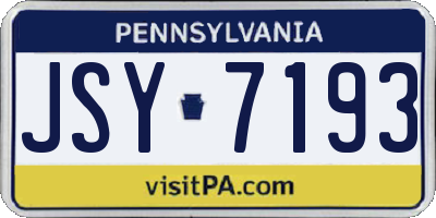 PA license plate JSY7193