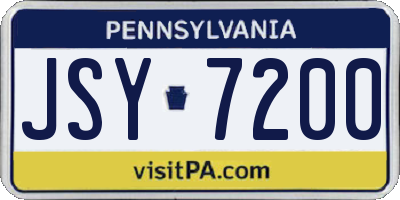 PA license plate JSY7200