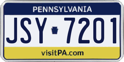 PA license plate JSY7201