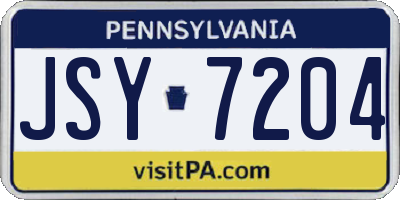 PA license plate JSY7204
