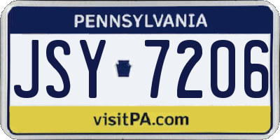 PA license plate JSY7206