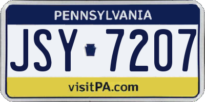 PA license plate JSY7207