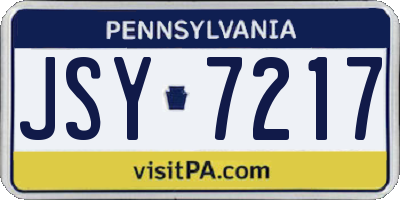 PA license plate JSY7217