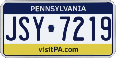 PA license plate JSY7219