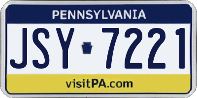 PA license plate JSY7221
