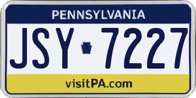 PA license plate JSY7227