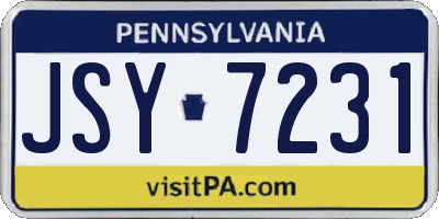 PA license plate JSY7231